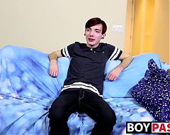 Interviewing twink and then getting him to stroke hard