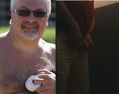 Bearded daddy caught pissing